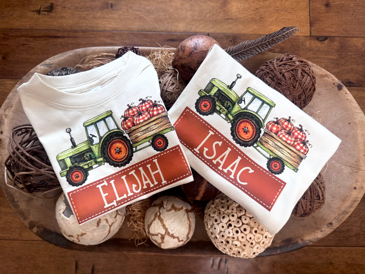 Tractor & Pumpkin Name plate
