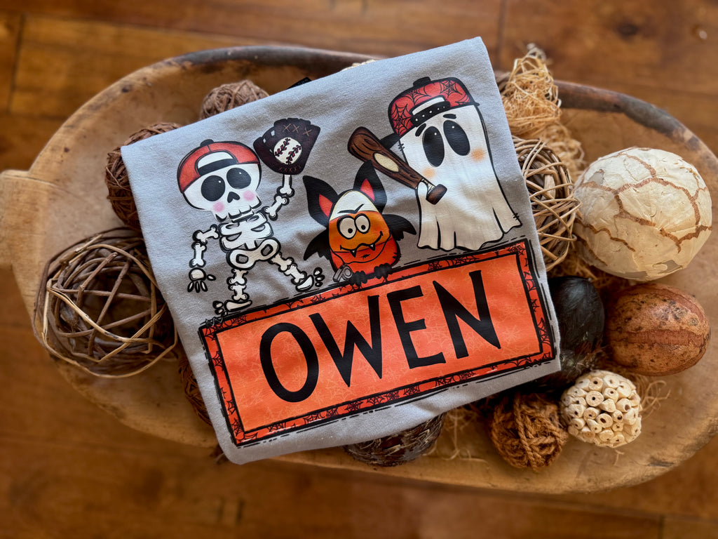 Baseball Halloween + name plate