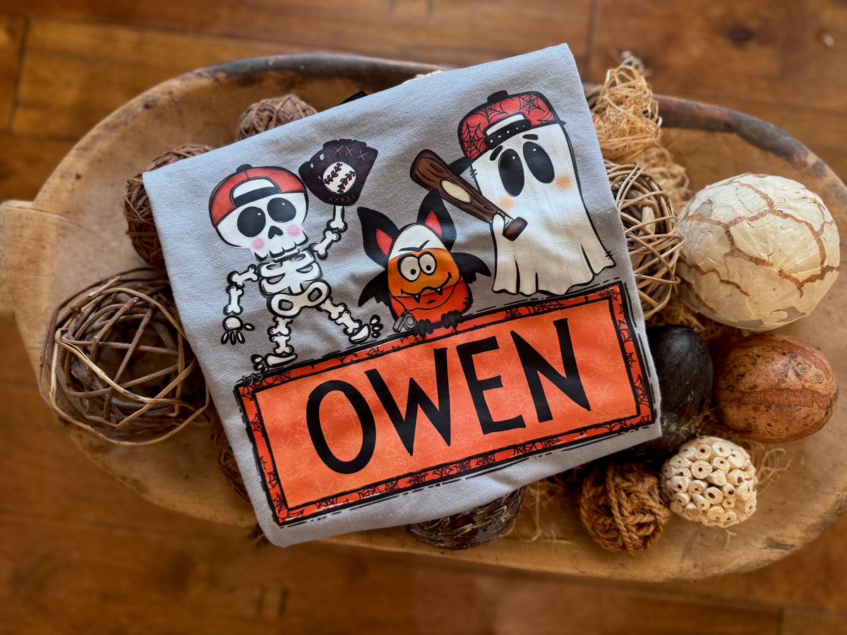 Baseball Halloween + name plate