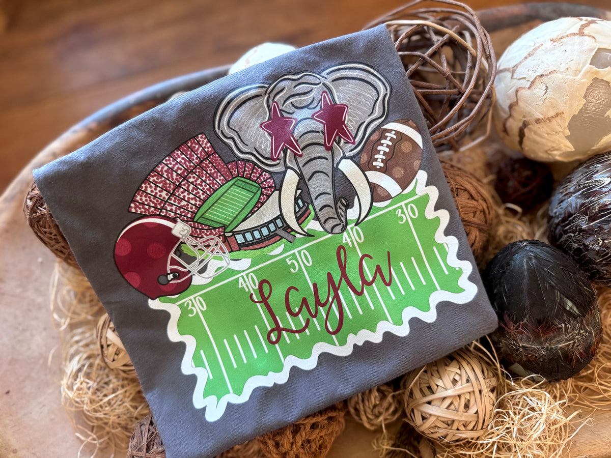 AL doodle mascot + name plate