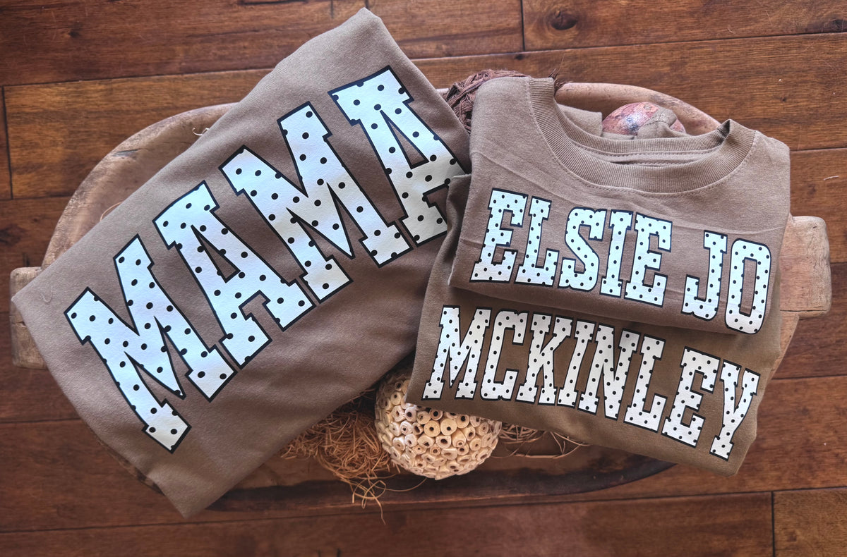 Black & White Varisty letter polka dot