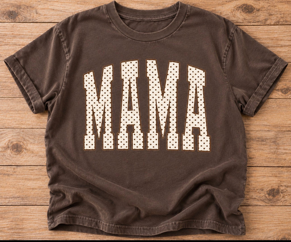 Brown polka dot mama