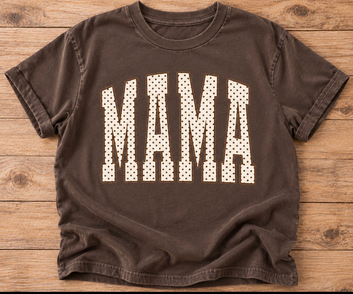 Brown polka dot mama