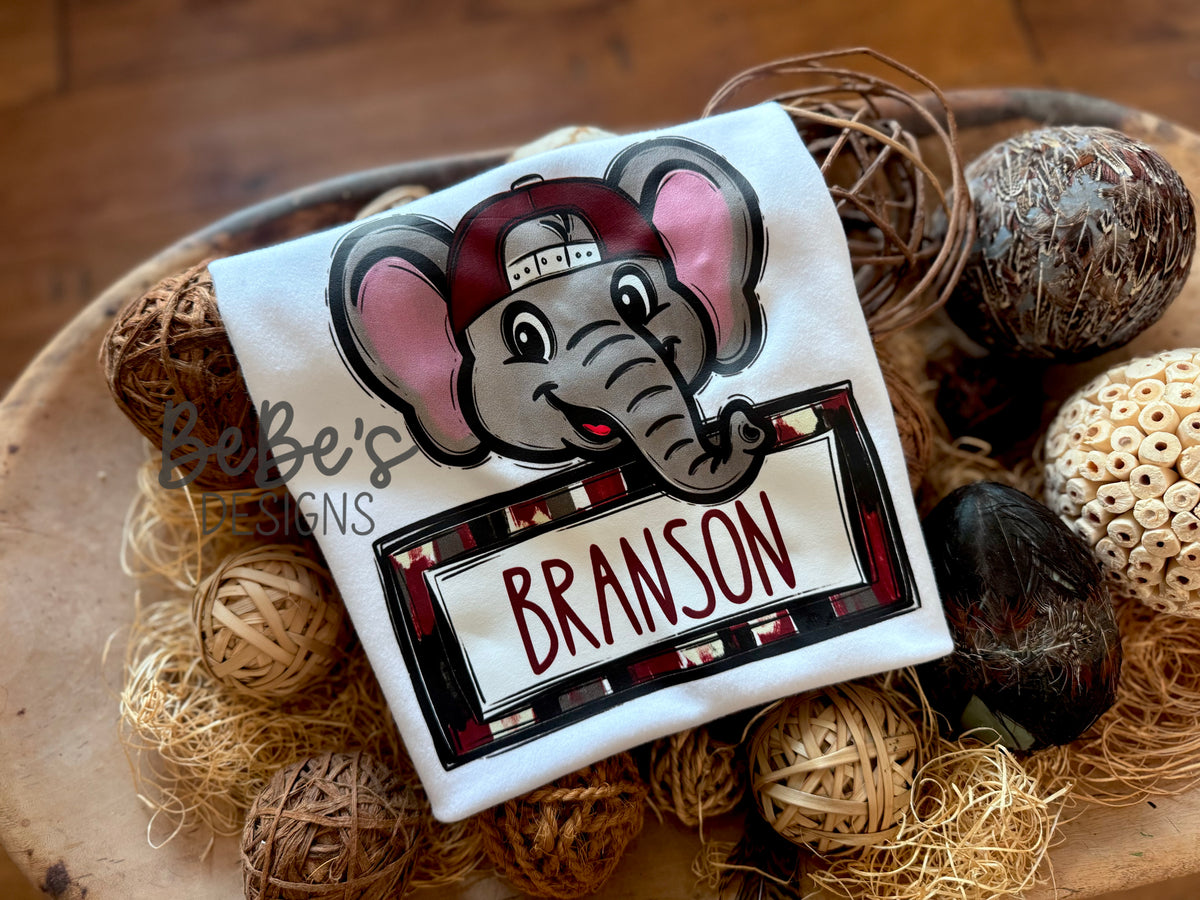 AL doodle mascot + name plate