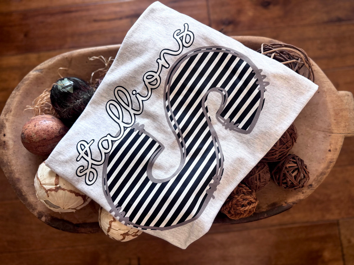 Seersucker stripe mascot letter
