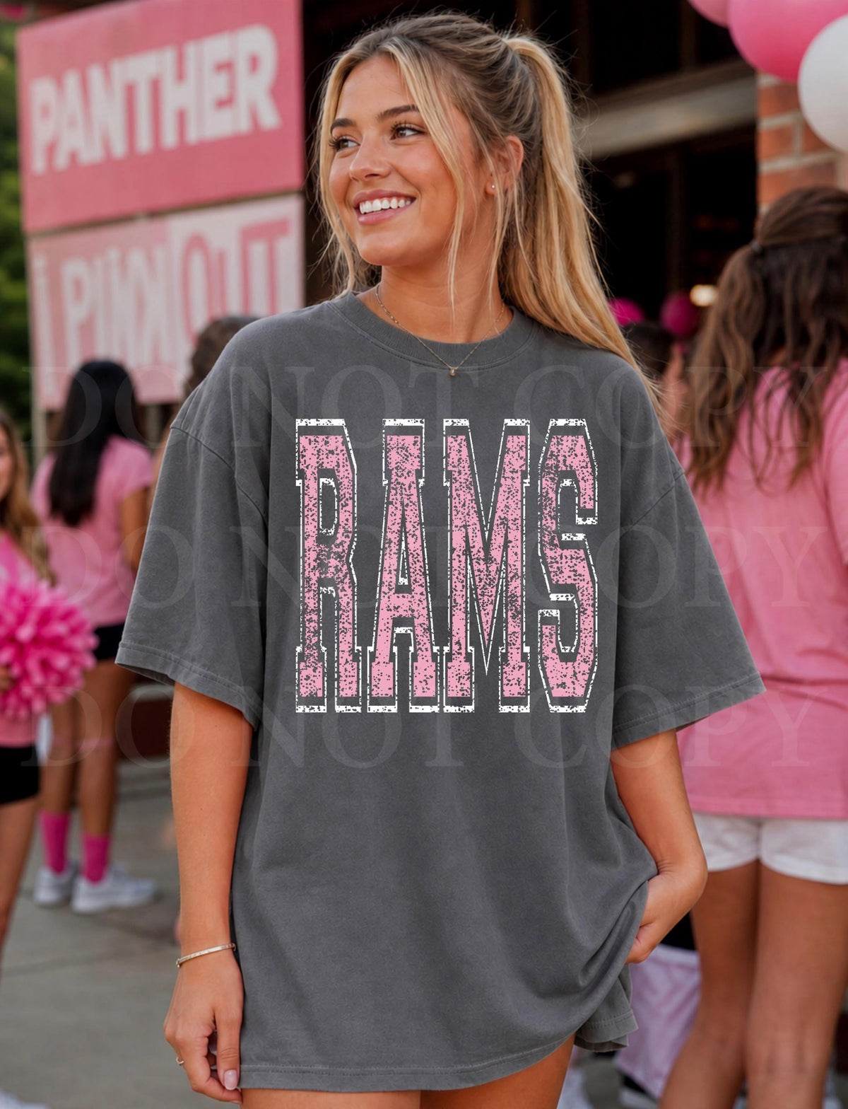 DISTRESSED PINK VARSITY MASCOT