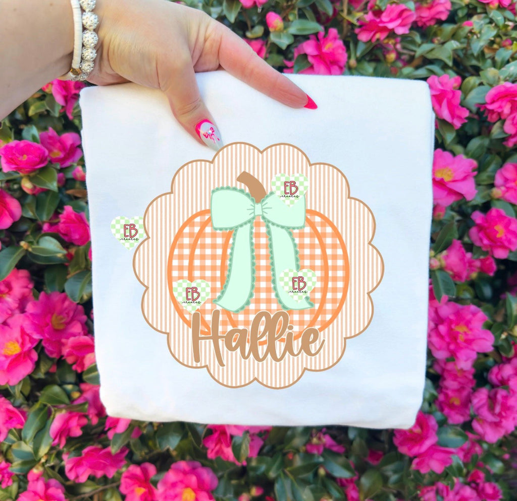 Personalized Scalloped Bow Pumpkin