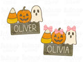 Monday Daily Deal + pumpkin, ghost & candy corn + name