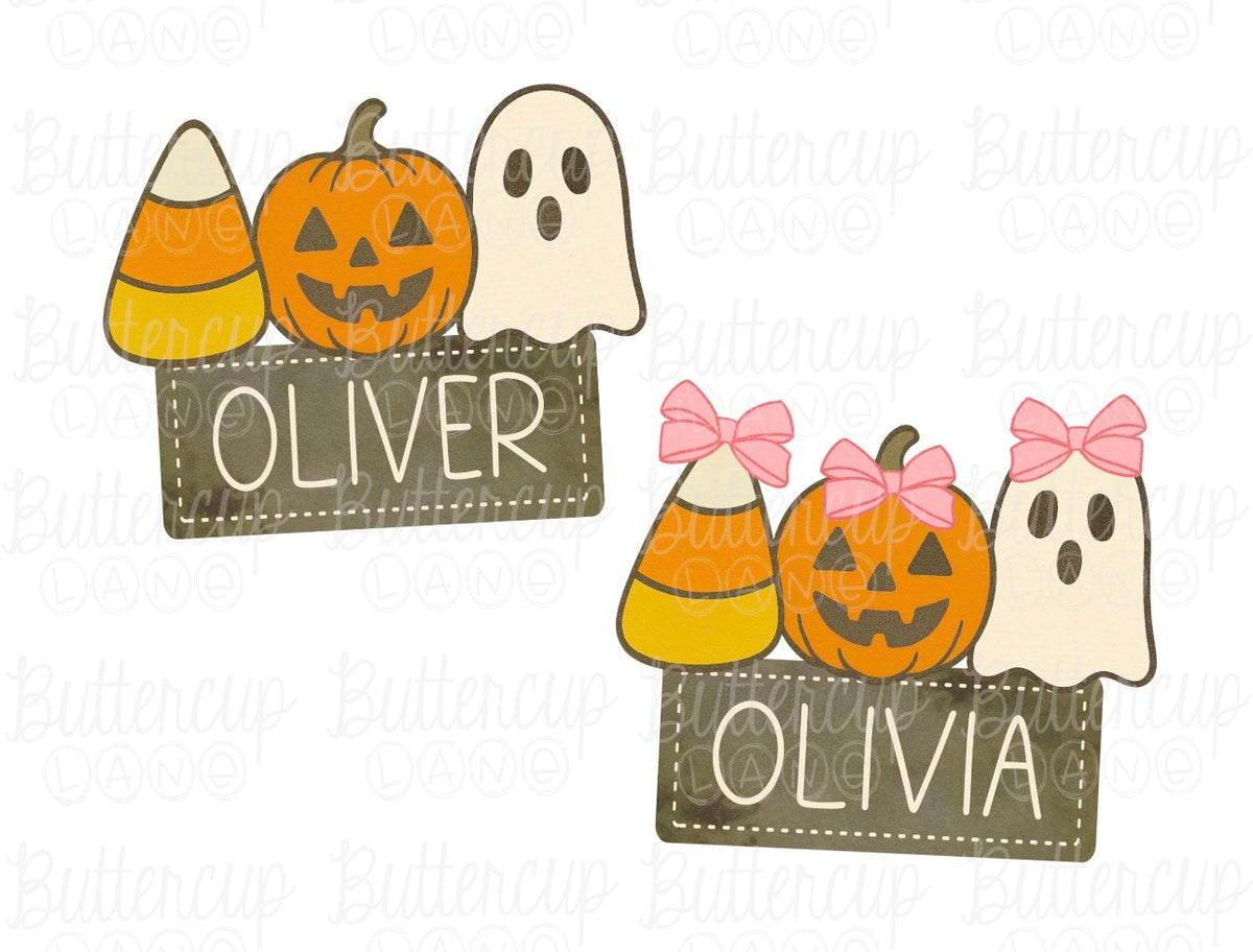 Monday Daily Deal + pumpkin, ghost & candy corn + name