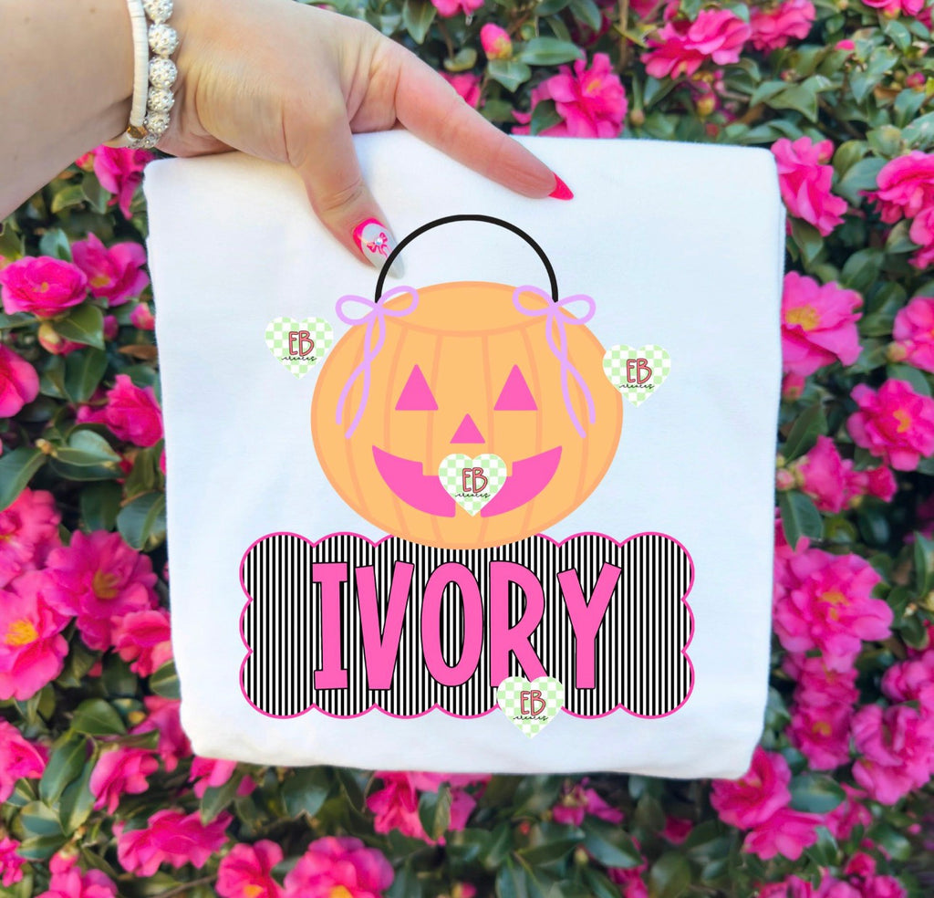 Girly basket, bow & name plate