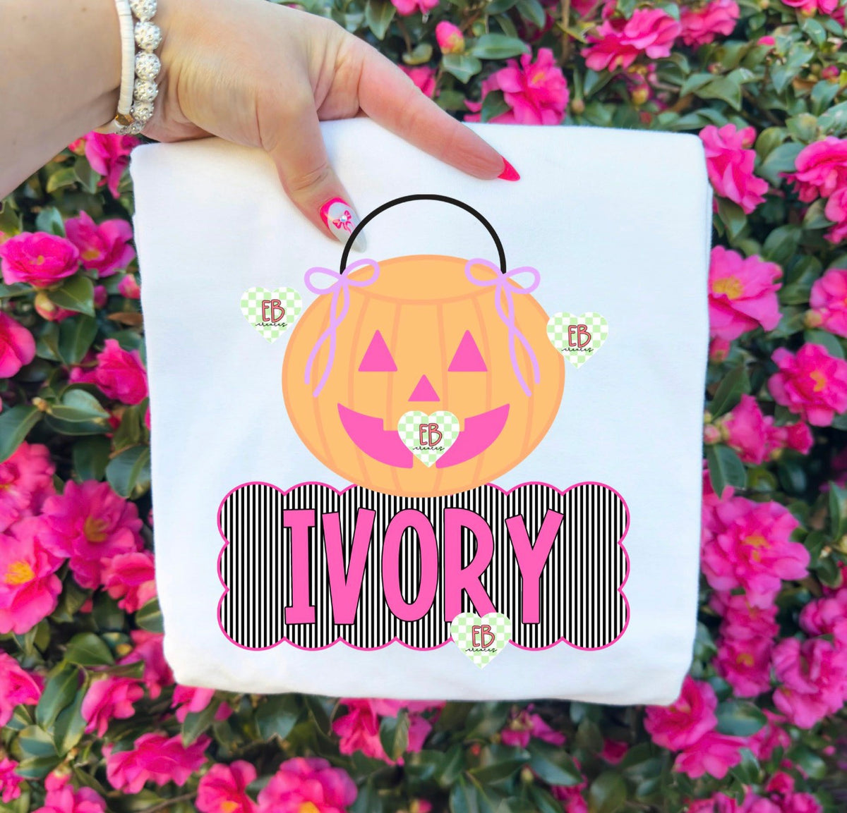Girly basket, bow & name plate