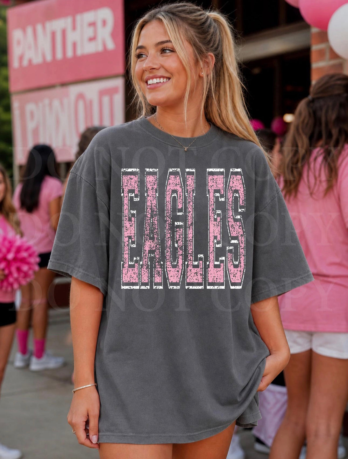 DISTRESSED PINK VARSITY MASCOT