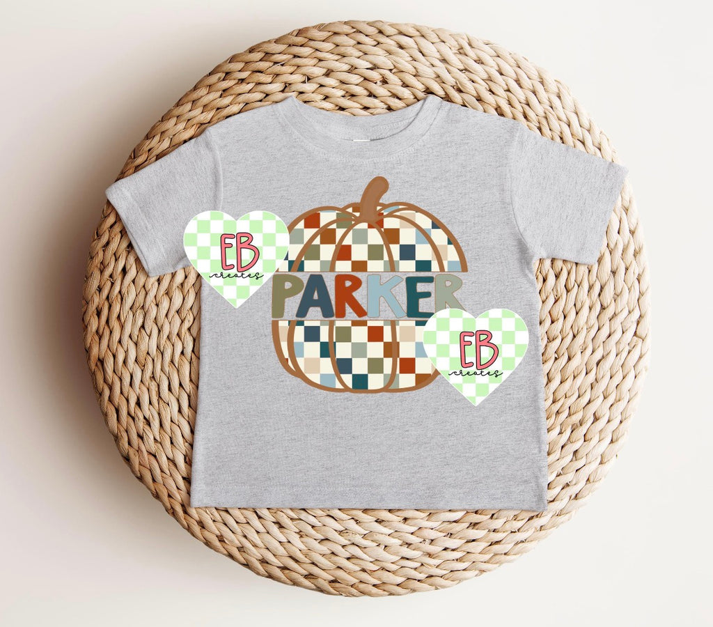 Retro Checker Pumpkin + Name