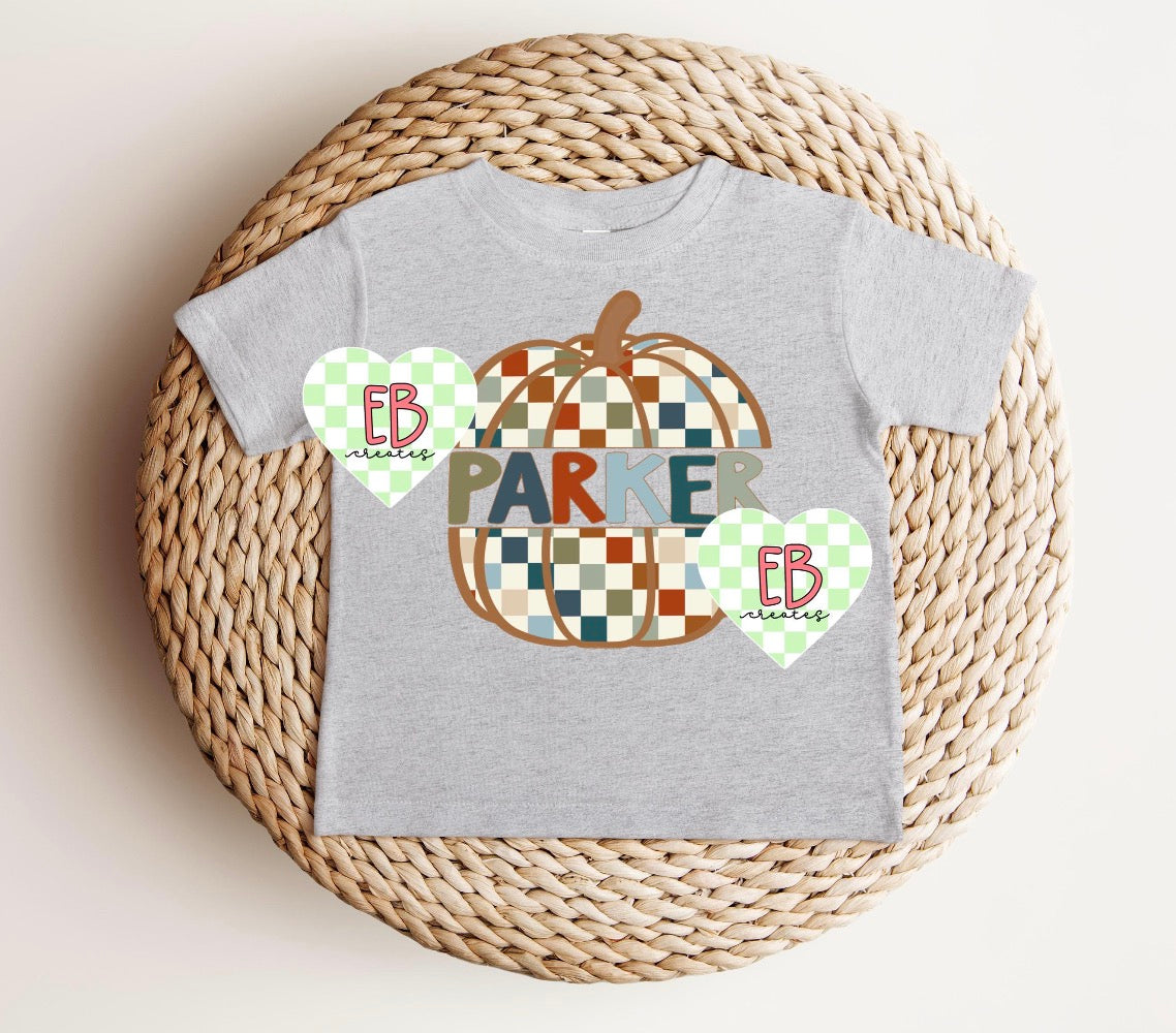 Retro Checker Pumpkin + Name