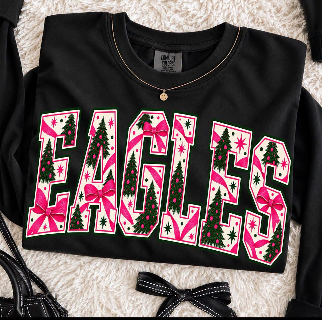 Custom Mascot(or name) - pink Christmas trees
