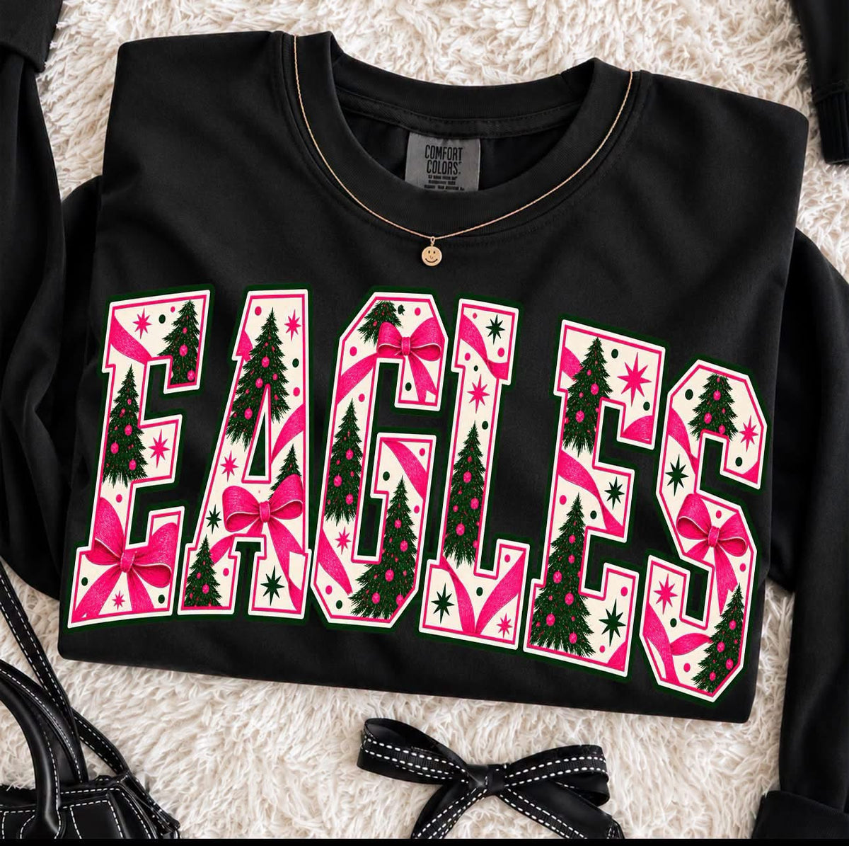 Custom Mascot(or name) - pink Christmas trees